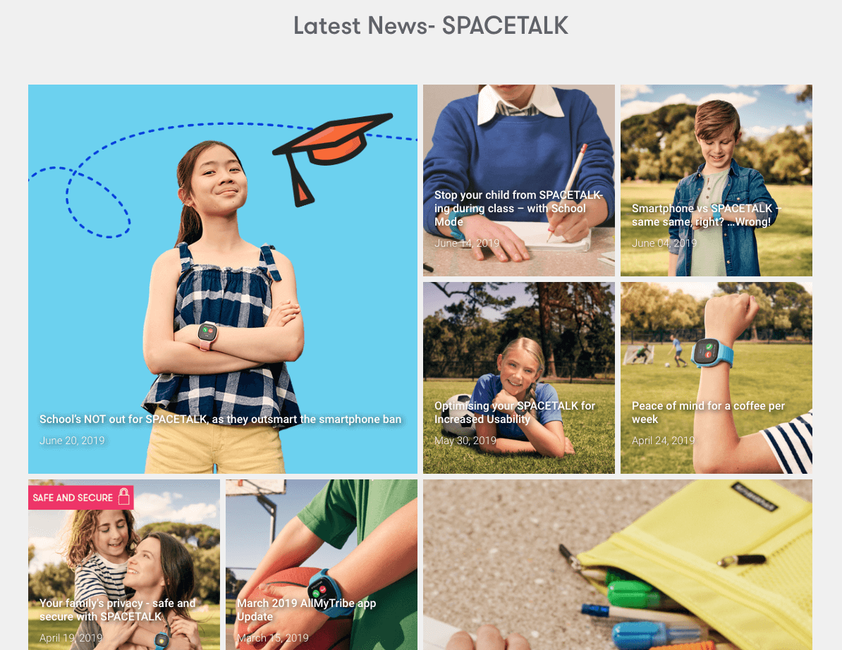 SpaceTalk Watch Products screen