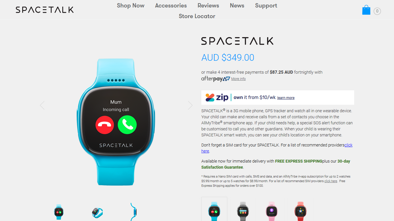 SpaceTalk Watch Products website